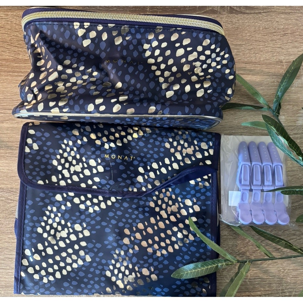 NEW LOT OF 3 🌸 Monat Hanging Toiletries Cosmetics Makeup Bag Alligator Clips